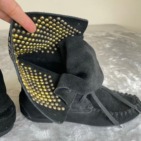 Steve Madden Womens Boots Sz 8 Suede Studded Fairy Grunge Whimsigoth Slouch Boho - Picture 9 of 10